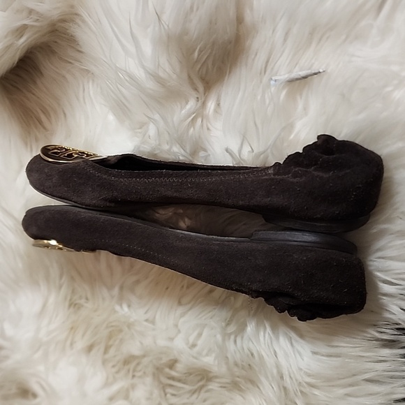 Tory Burch brown suede Reva flats 8 - Picture 5 of 10